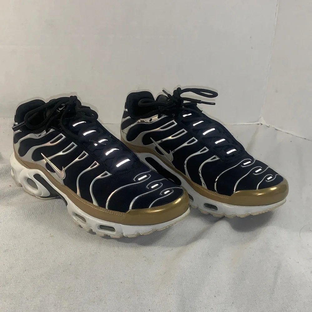 Nike Air Max Plus TN Black Gold Aluminum Trim Women’s Sneakers
